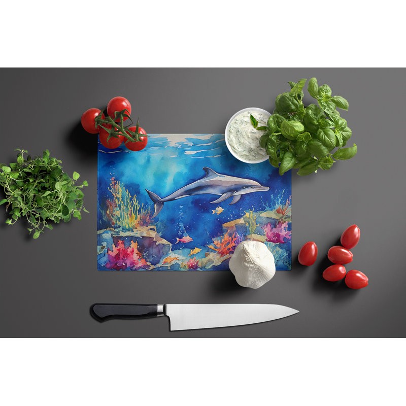 Dolphin Glass Cutting Board Large