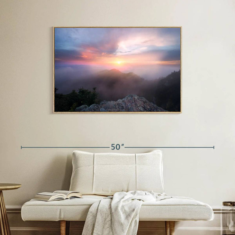 Paysage de Great Smoky Mountain, Cadre flottant en bois naturel, 40 po x 27 po