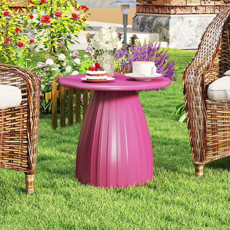Table d'appoint ronde pour le patio, table d'appoint pour l'extérieur en acier et table d'appoint pour le patio, Pink