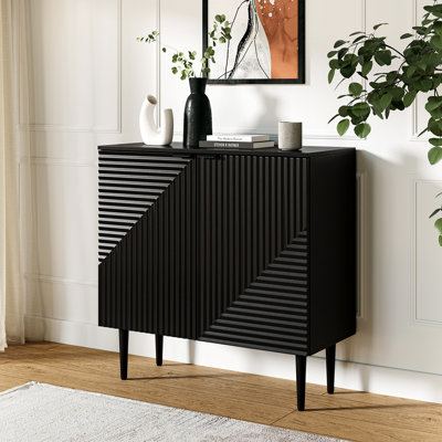 Arkayla 35" H 2-Door Fluted Accent Cabinet with Adjustable Shelves