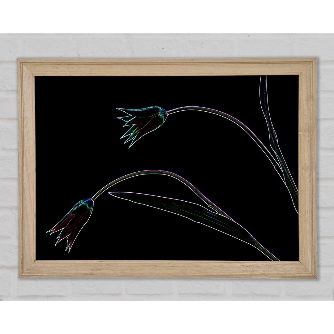 Gerahmtes Leinwandbild Abstract Neon Floral 27