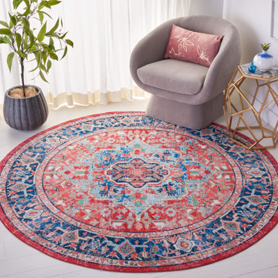 Daubert Oriental Navy/Red Area Rug