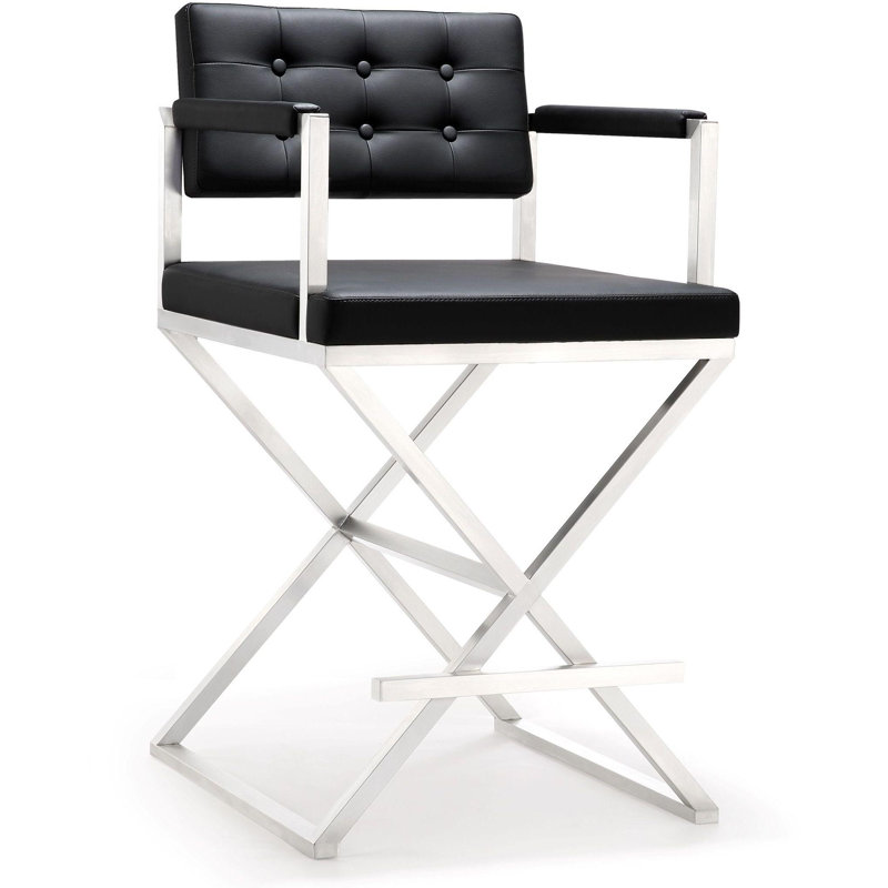 Tabouret de bar et de comptoir Molewski, Noir, noir, noir, noir, Tabouret de comptoir (siège d'une hauteur de 26 p