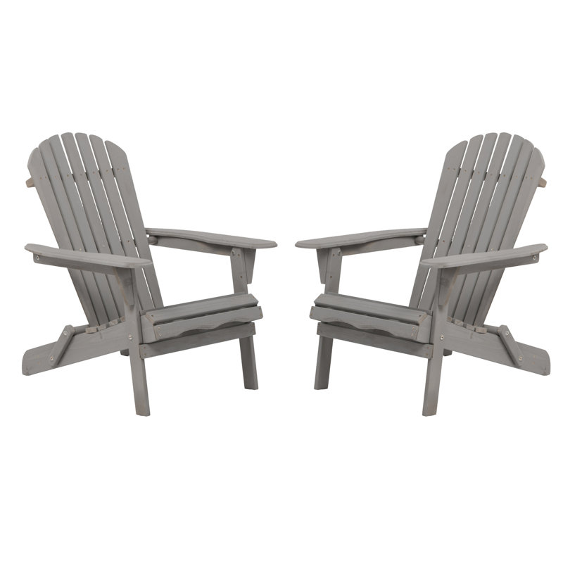 Ensemble de 2 chaises Adirondack pliantes en bois pour l'extérieur avec chaise de patio en bois pré-assemblée pour terrasse
