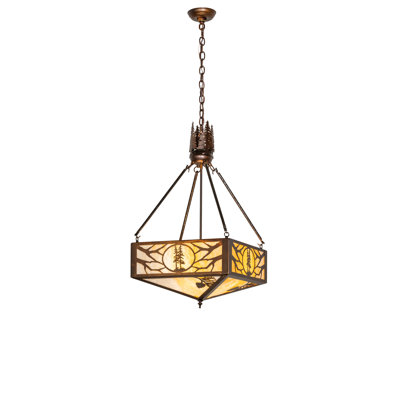 18" Square Balsam Pine Inverted Pendant