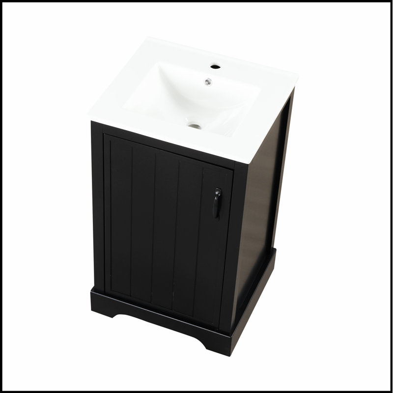 Meuble-lavabo moderne de 20 pouces avec lavabo en céramique, porte à fermeture douce et nombreuses solutions de rangement