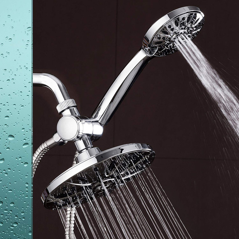 Chrome Dual Head High Pressure Rainfall Shower Combo