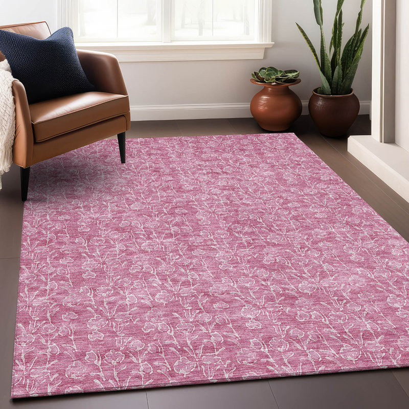 Premium Machine Washable Prisco Blush Rug, Rectangle 5' x 7'6"