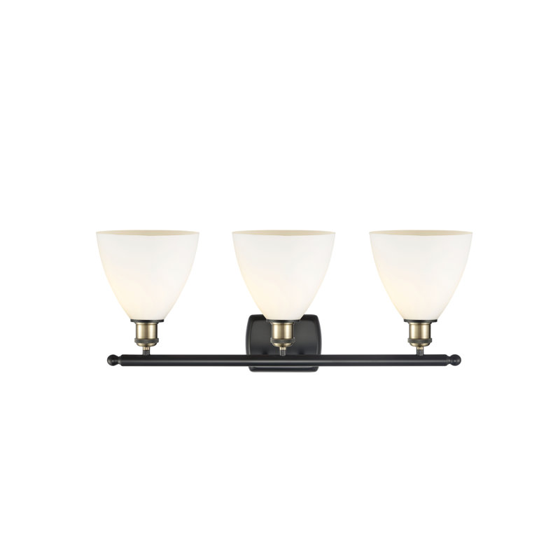 Éclairage pour meuble-lavabo 3 lumières Shauna, Blanc mat, DEL, Laiton antique noir