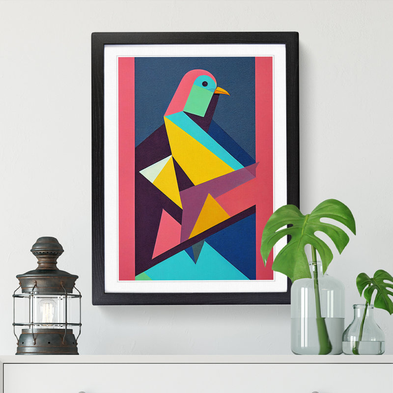 FRM-V0523-1838X Pigeon Abstract Vol.2 - Single Picture Frame Print, Oak, 46cm H x 34cm W x 2cm D