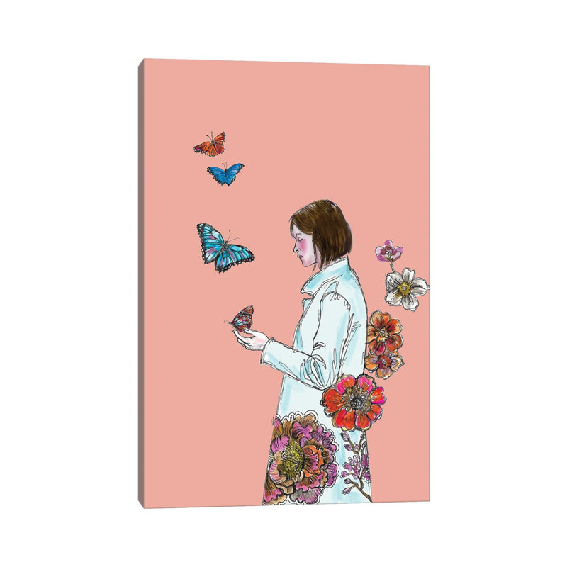 Butterflies And Flowers by Fanitsa Petrou - Wrapped Canvas Print, 20.32 cm H x 30.48 cm W