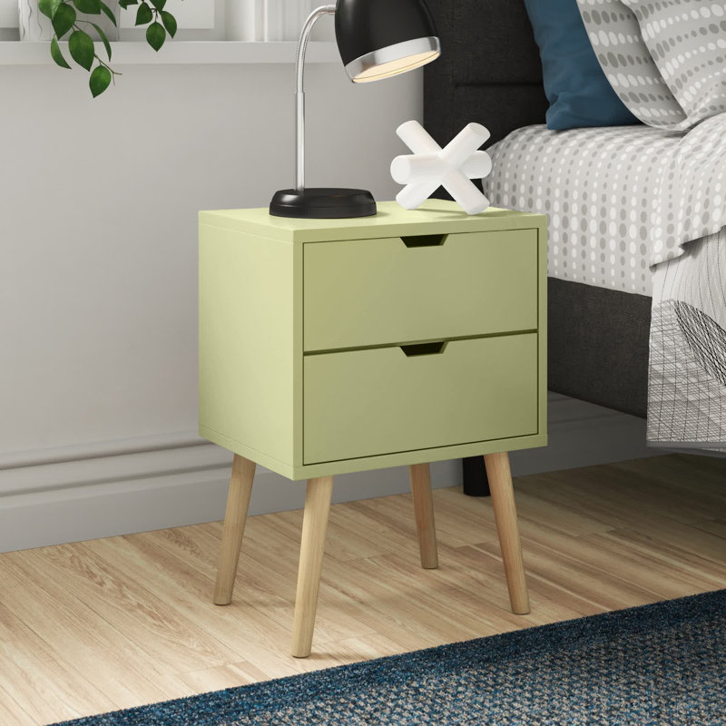 Lalani 40cm W Bedside Table, Boa Green