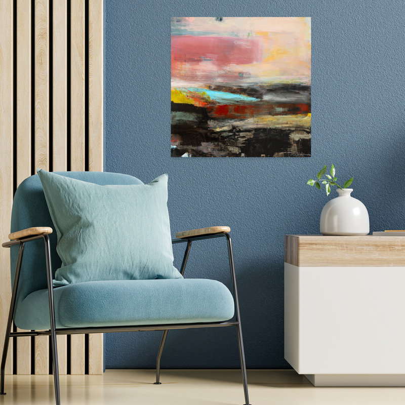 Strata, paysage contemporain contemporain, art abstrait, H 18 po x l 18 po