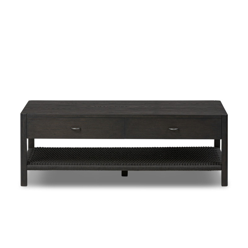 Zuma Solid Wood Coffee Table, Smoked Black Ash