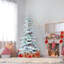 6.5-Ft. Flocked Mountain Pine Christmas Tree with Multi-Color LED String Lighting
