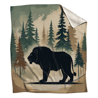 Lion In Pine Forest Blankets