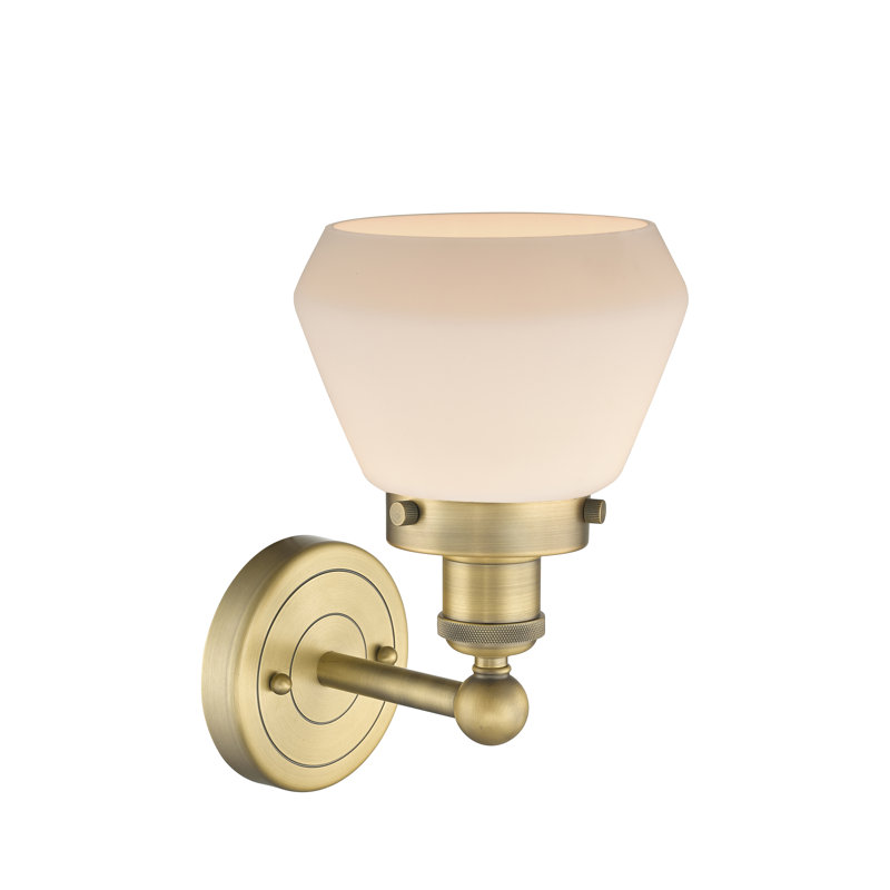 Carrboro Armed Sconce, Matte White, Brushed Brass