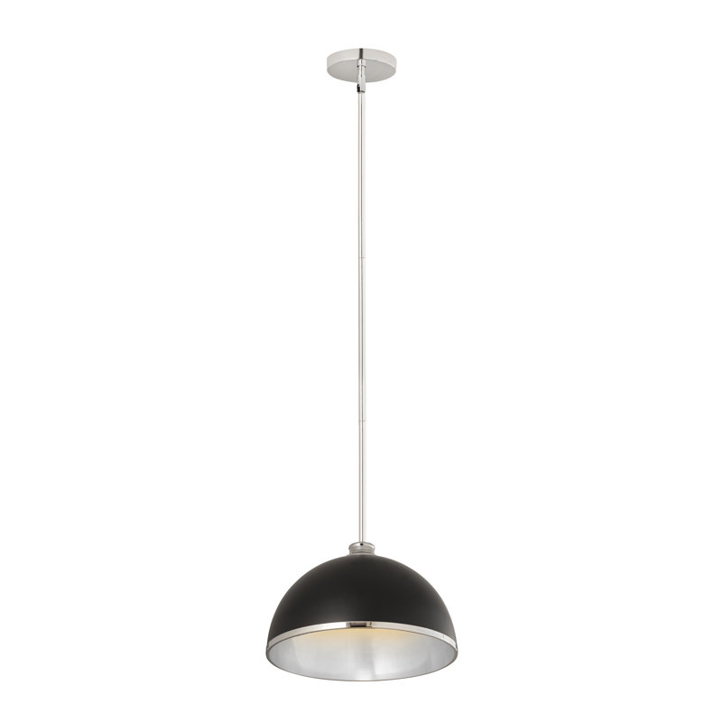 Luminaire suspendu 1 lumière Hagberg, Noir mat, H 12 po x l 14 po x P 14 po, Chrome