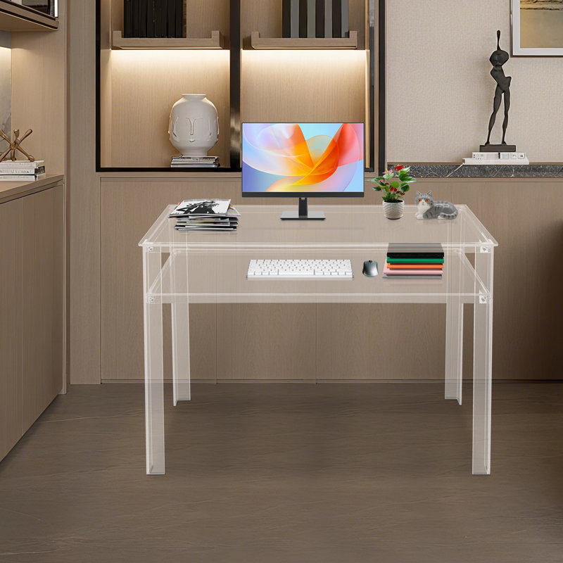 Bureau transparent en acrylique, bureau d'étude pour ordinateur portable, bureau transparent moderne