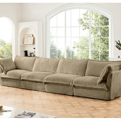 Living Room 4 Seater , Deep Seat Corduroy Removable Cover Extra Couch, Fabric