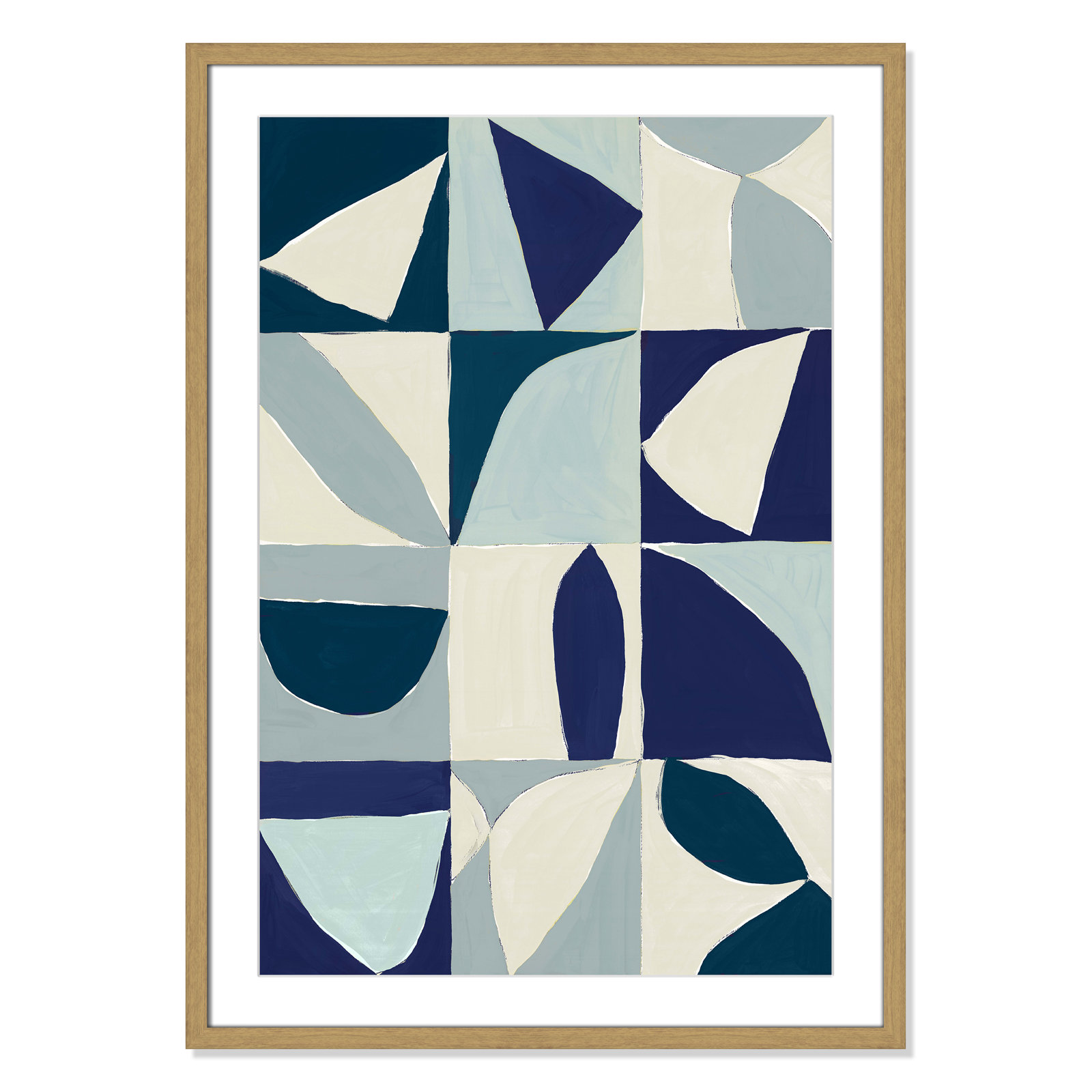 Hestia "Yellow Mayan I Blue Version" Print, 35.5" H x 25.5" W x 0.75" D, Natural