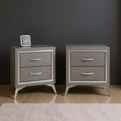 Huxley Wood Nightstand (Set Of 2), Gray