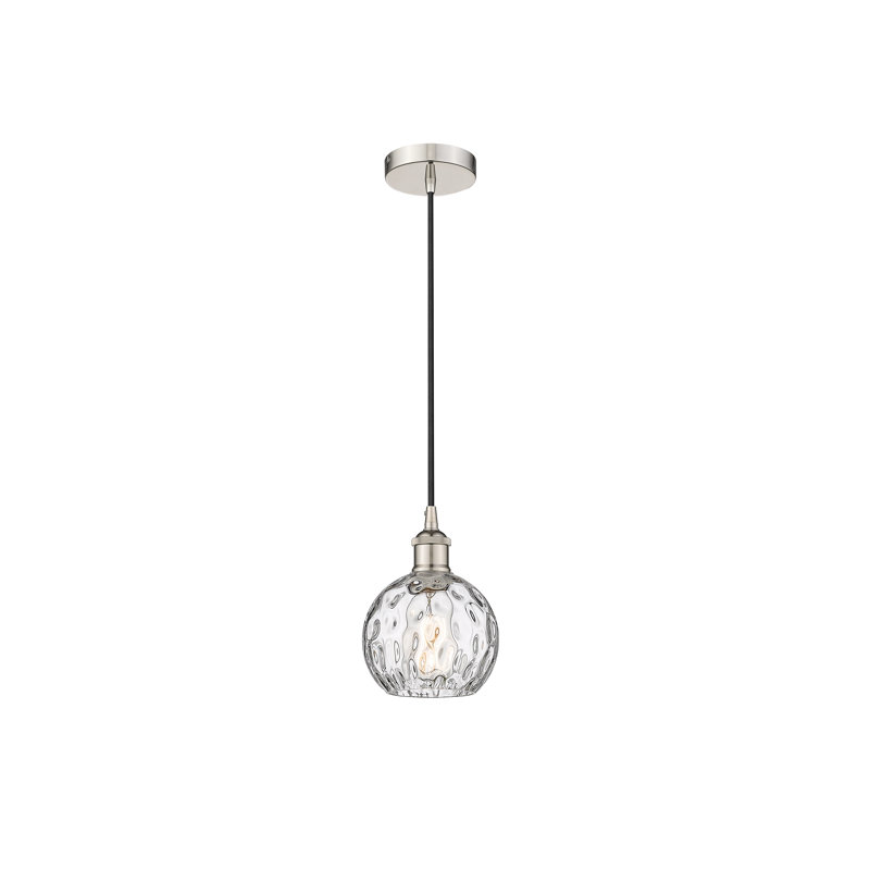 Luminaire suspendu simple à 1 lumière Ralph, H 8,75 po x l 6 po x P 6 po, Nickel poli
