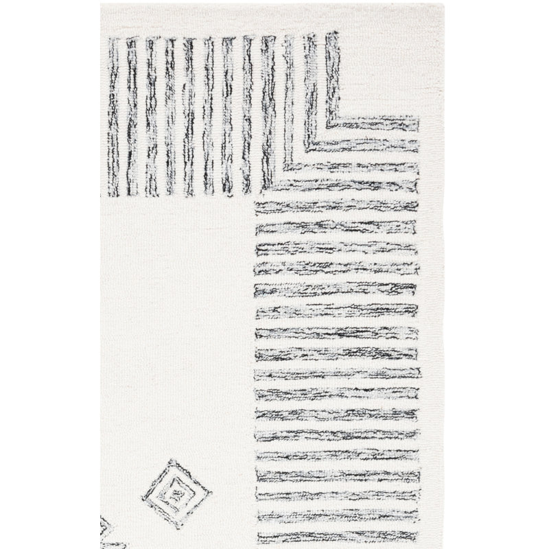 Lavardens Hand Tufted Wool/Cotton Oriental Rug in Black/Ivory, Rectangle 8' x 10'
