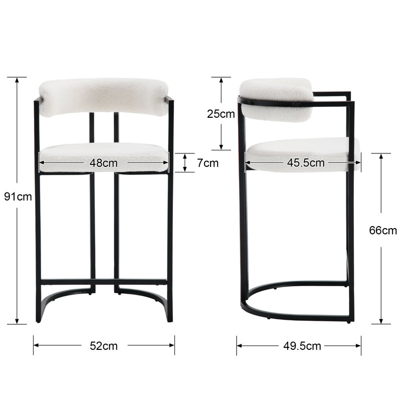 Beatryce Upholstered Counter Stool with Metal Frame, Beige