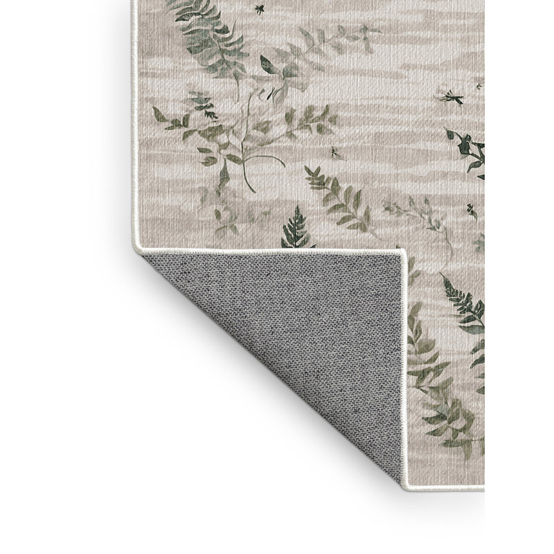 Machine Washable Beige Area Rug, Square 5'