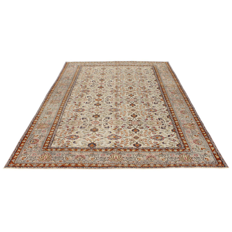 Tapis turc traditionnel ivoire et gris 7 x 9