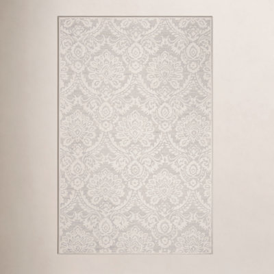 Tansy Silver Ivory Hand-Tufted Floral Wool Rug