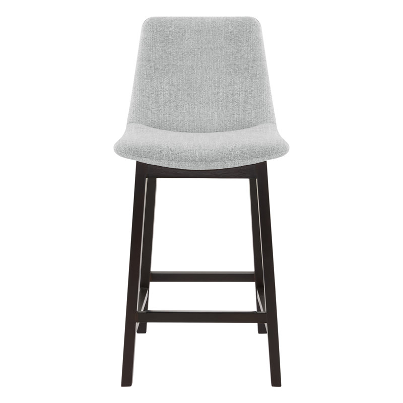 Upholstered Counter Stool with Solid Wood Legs, Gray, Counter Stool (26” Seat Height)