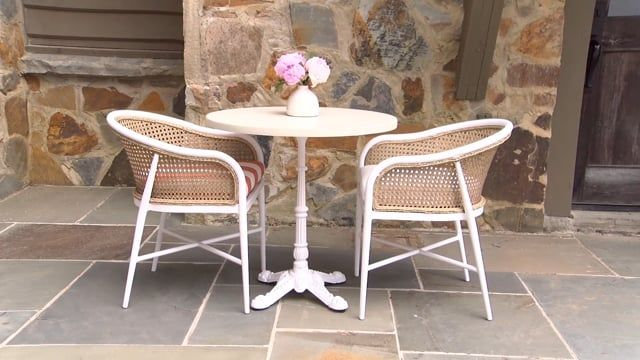 Havana Sunbrella® Patio Armchair, No Welt, Chalk/Natural Cane, Rumor Snow