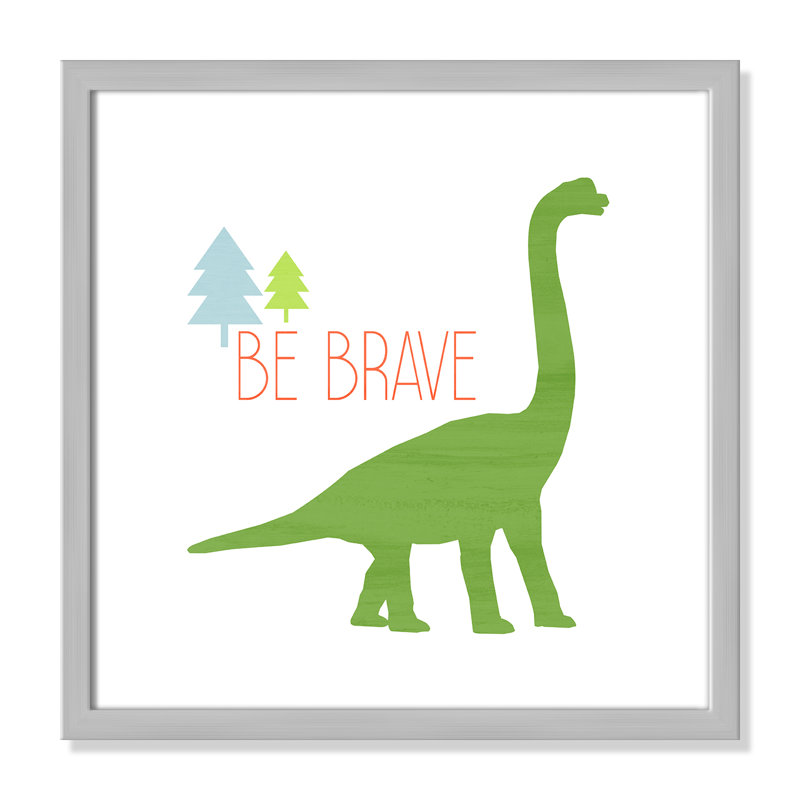 Dino Brave 1 ', art encadré, 16" H x 16" W x 1.18" D, Encadré de boîte argent