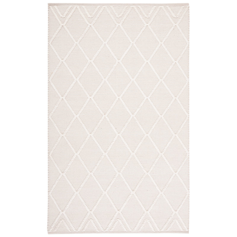 Jacques Hand Woven Wool/Cotton Geometric Rug in Ivory, Rectangle 4' x 6'