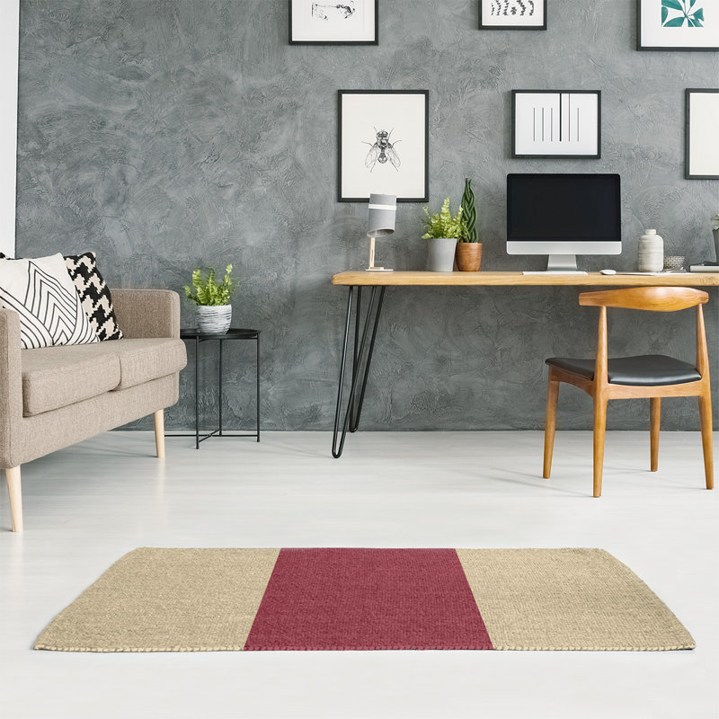 Tapis beige national hockey rayures, Rectangle 4 pi x 6 pi