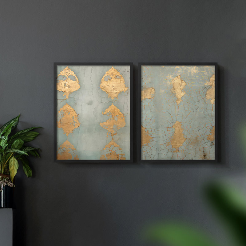 Vintage rétro - impression numérique sur toile - ensemble de 2, H 23 po x l 58 po, Noir, noir, noir, noir