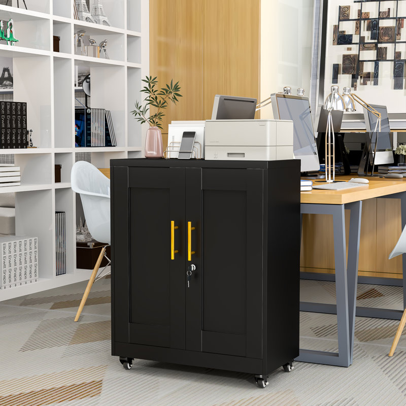 Armoire de rangement Ebern Designs, Noir, noir, noir, noir