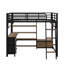 Lit mezzanine avec bureau et lumière, lit mezzanine en métal avec tablettes de rangement, garde-robe et tiroirs de rangement-44918106
