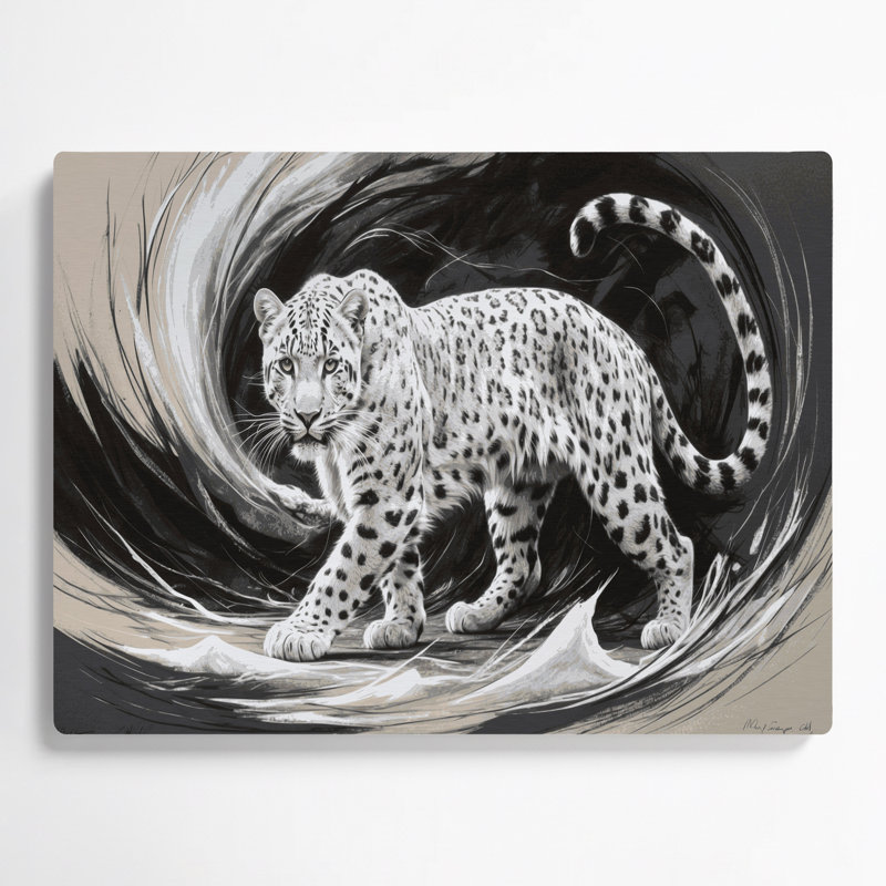 «Big Cats», art léopard persan blanc en métal noir, H 11 po x l 14 po