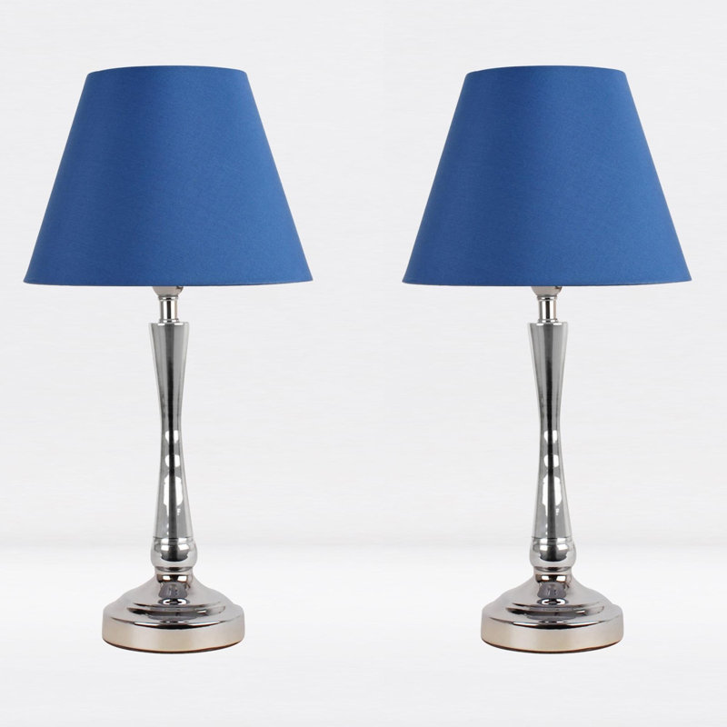 Laskowski Metal Table Lamp, Polished Chrome, Blue