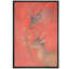Cerf et motif floral sur fond corail, reproduction d'art sur toile encadrée-300066105-300066247