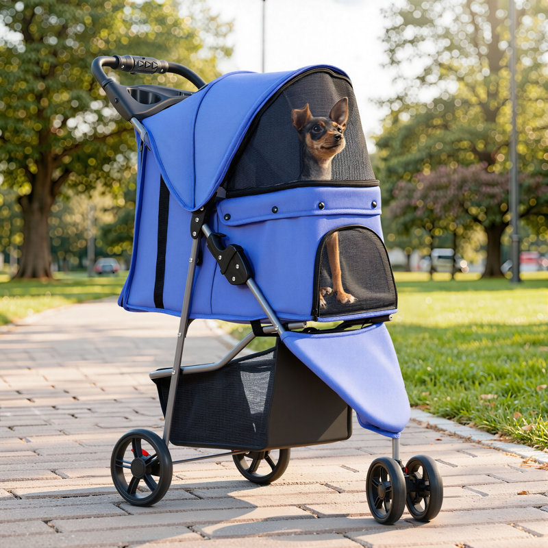 Foldable Pet Stroller, Blue