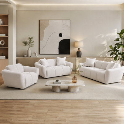 Tampa Greige 3-piece Sofa Set