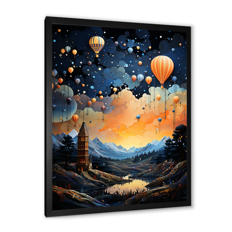 Vol en montgolfière, Cadre photo noir, H 40 po x l 30 po x P 1,5 po