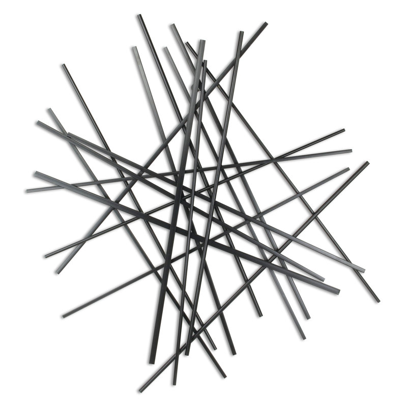Handmade Modern Abstract Wall Decor on Metal, Black, 35" H x 33.5" W x 1.25" D