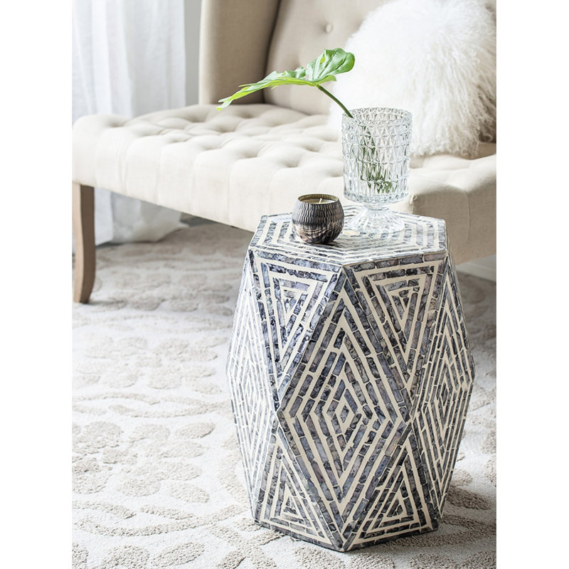 Tabouret de chambre traditionnel noir, 16 pi x 14 po x 18 po, blanc, style décontracté