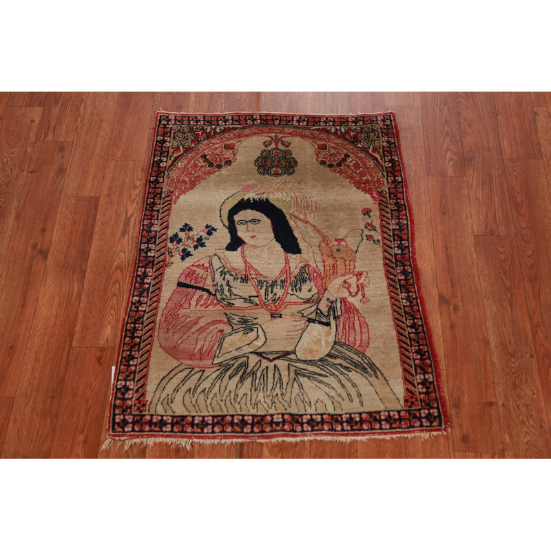 Tapis traditionnel pré-1900 à teinture végétale 2 x 3