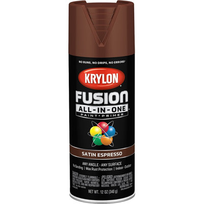 Krylon K02738007 12Oz Satin Espresso Fusion All-In-One Spray Paint-1PK